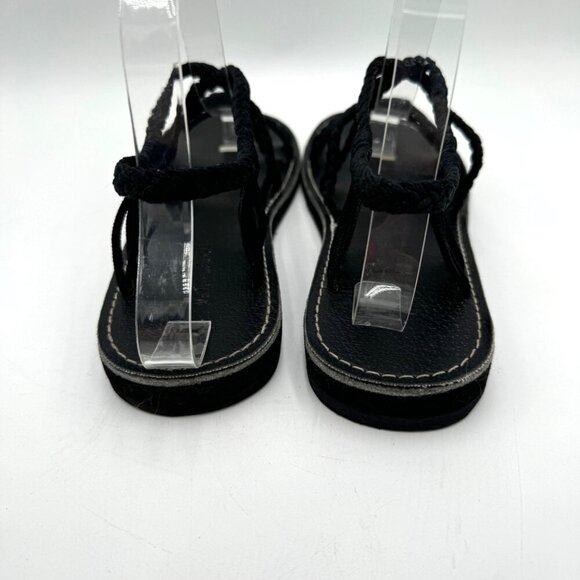 Women Woven Flat Rope Sandals Braided Beach Boho Sandals Slingwind Classic Black - Picture 5 of 10